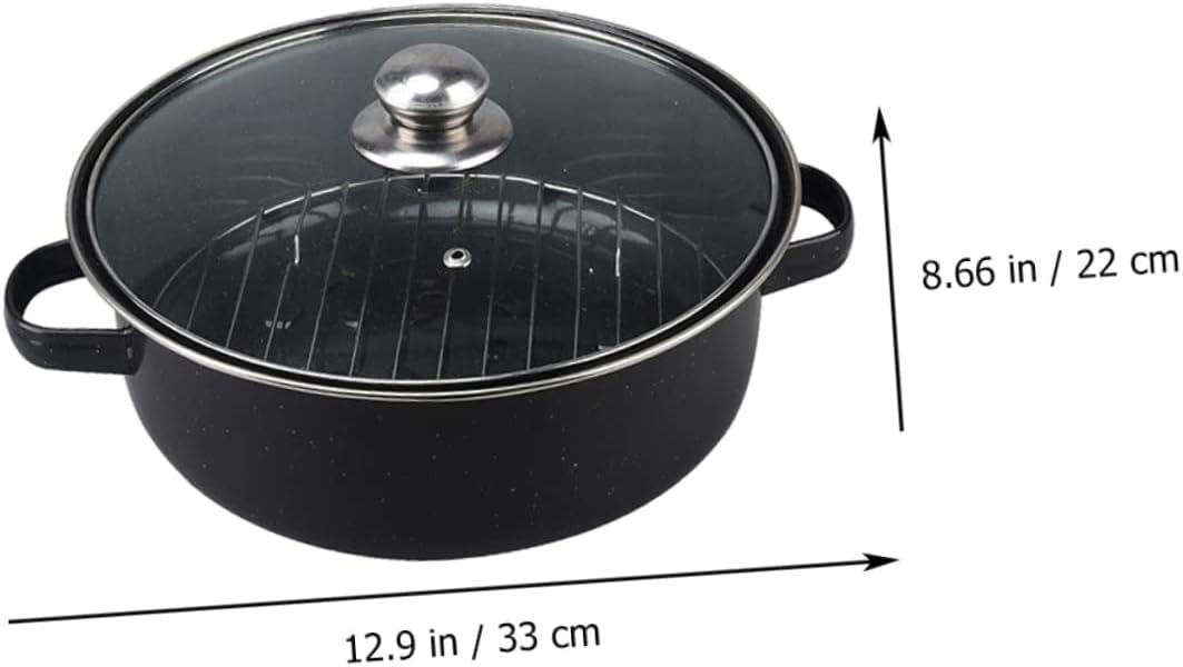 Unomor Roasting Pot Pot Strainer Lid for Cooking Baking Dish Cast Roasted Food Roasting Container for Sweet
