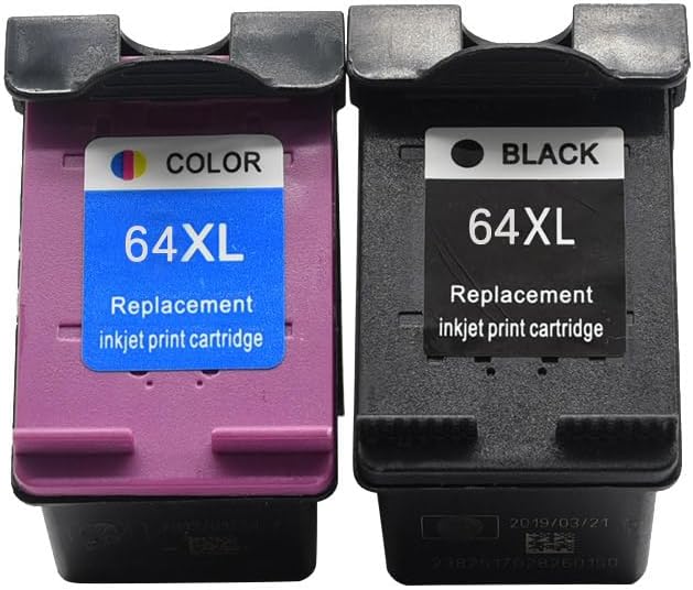 1 Set X 64XL Ink Cartridge Pack Replacement for HP 64 Ink Cartridges Black and Color Pack Compatible for HP 64 Ink Fits for HP Envy Photo 7855 7858 7155 7120 7800 6252 6255 7158 7100 Printer
