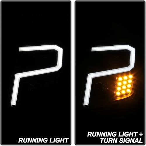 Miniatura 8 de VIPMOTOZ Proyector halógeno de tubo de neón con tira LED para 2016-2023 compatible con Nissan TitanXD conductor y lado del pasajero, carcasa negra,