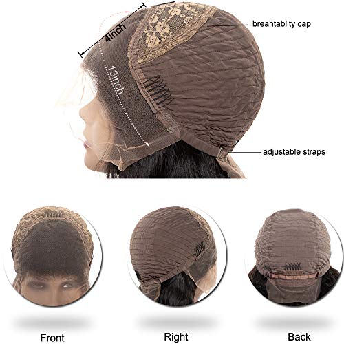 Sibaile Curly Lace Front Wig Human Hair 13x4 Curly Bob Wig Glueless Human Hair Wigs for Black Women With Baby Hair Natural Color 8inch