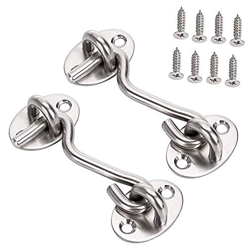 FTOF Barn Door Lock Heavy Duty Steel Cabin Door Latch Lock Hook 4