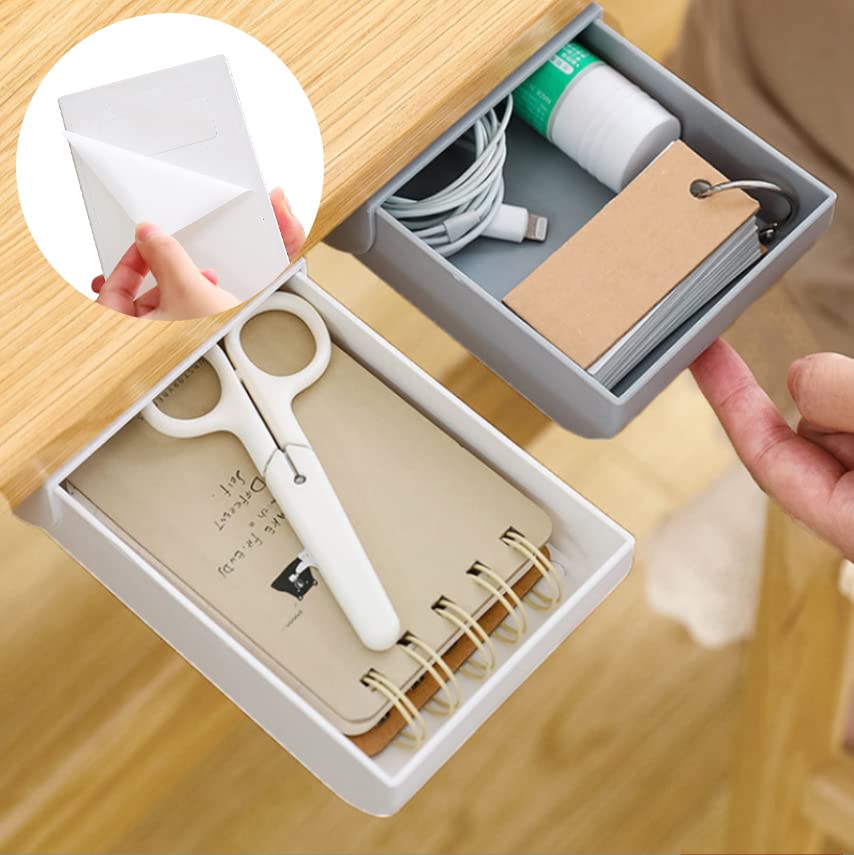 Zszbace 2 Pcs Under Desk Drawer Organizer Self Adhesive Pop | Seychelles
