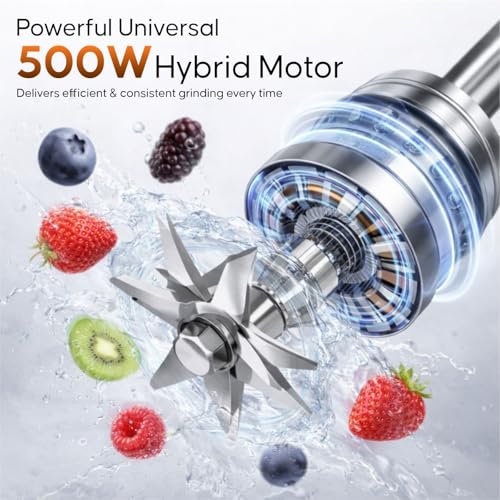 Image of 500W Nutri Blender | 2 Bullet Poly Jars For Smoothie, Juicing, Mixing Blending Juicer Mixer Grinder| Stainless Steel Blade | Fresh Smoothies, Shakes| 2 Year Warranty (Black)