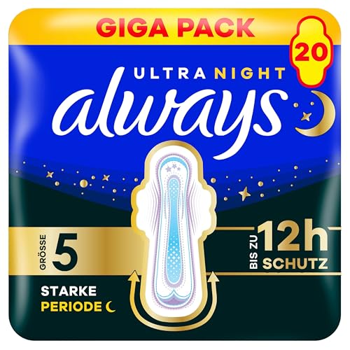 Always Ultra Damenbinden Starke Periode (Größe 5) Mit Flügeln 20 Stück Sehr Saugfähig Und Ultradünn Für Die Periode