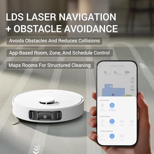 Image of Mova E40 Ultra Robot Vacuum Cleaner with Mop Function & Auto Empty, 19,000 Pa Suction, MaxiReach Mop T, Tangle-Free Side Brush, 80ml Water Tank, All-in-One Station for 75 Days Cleaning, White