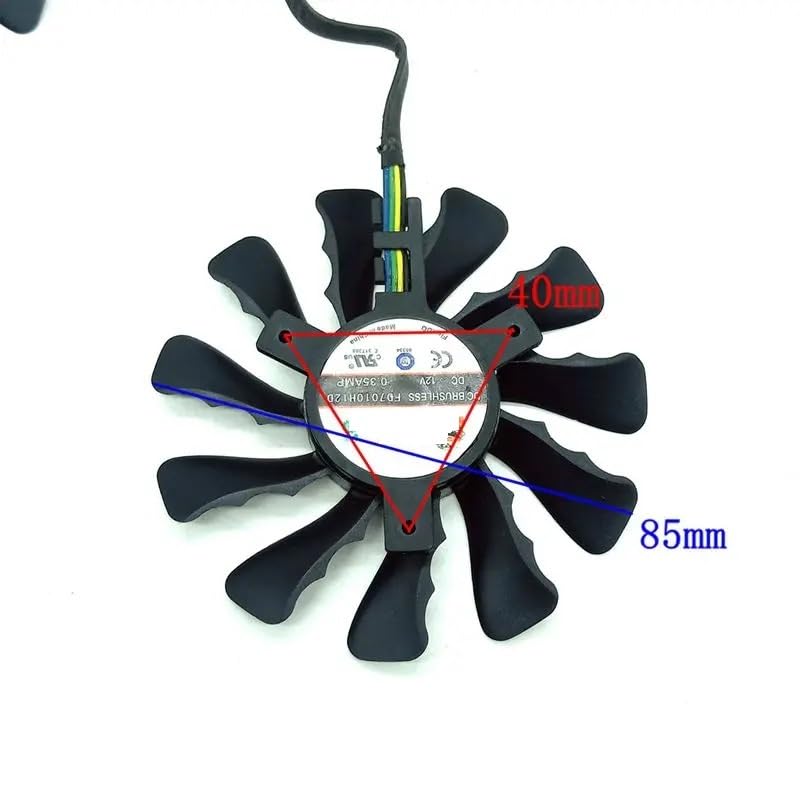 para Sapphire Fd7010h12d 12V 0.35a Diámetro Recto 85mm Paso-Fila 40MM Tarjeta gráfica Ventilador Dual
