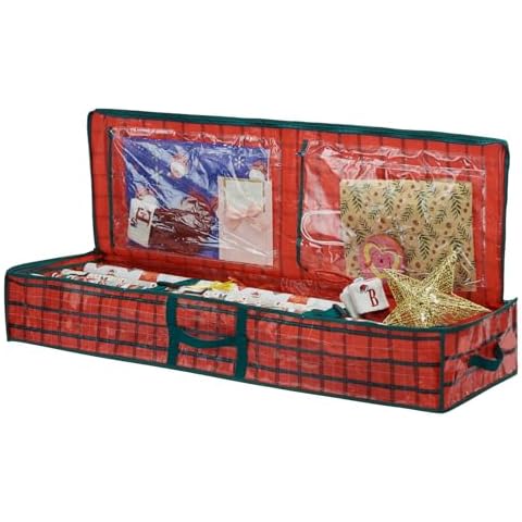 ELONG HOME Wrapping Paper Organizer Storage, Wrapping Paper Storage for Xmas Accessories and Fits upto 24 Rolls, Gift Wrap Storage for Holiday Decorations Cover