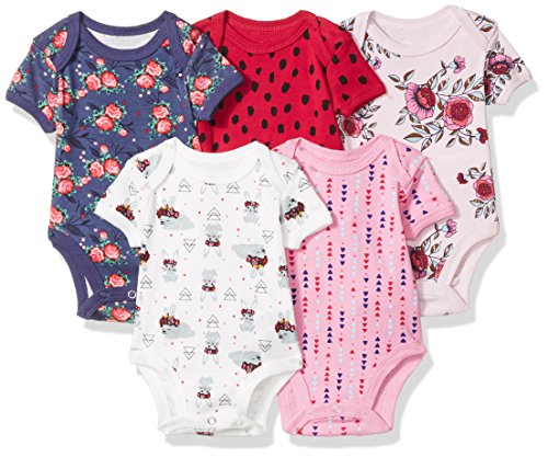 Image of Rosie Pope Girls Baby 5 Pack Bodysuits, Flowers, 3-6 Months