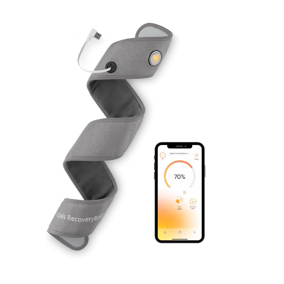 Vulpés RecoveryBrace PRO – inteligentny, ogrzewany elektrycznie bandaż | wsparcie ciepła dla nadgarstków, łokci, kolan, stawów skokowych, stawów skokowych | opracowany w Niemczech