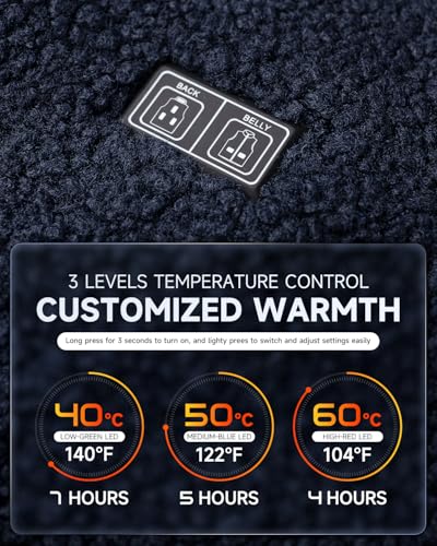 LABCOOL Polar Fleece Heated Vest USB Rechargeable With 10000mAh Battery pack，3 Heat Levels Washable electric Vest3