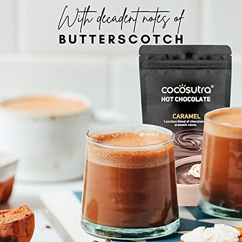 Image of COCOSUTRA Caramel Hot Chocolate Mix | Enjoy hot or cold | 300 g | Gluten Free Drinking Chocolate Powder | No Preservatives | Ready in 2 Minutes | Serves 15 Cups