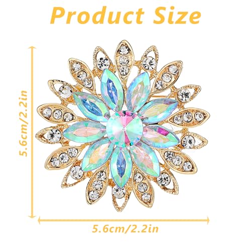 Image of Rhinestone Flower Brooch Pin, Large Crystal Pin for Women Stylish Crystals BroochsAlloy Wedding Bouquet Brooches Crystal Rhinestone Flower Brooch Pins Set for Hats Dresses Bags Women Girls
