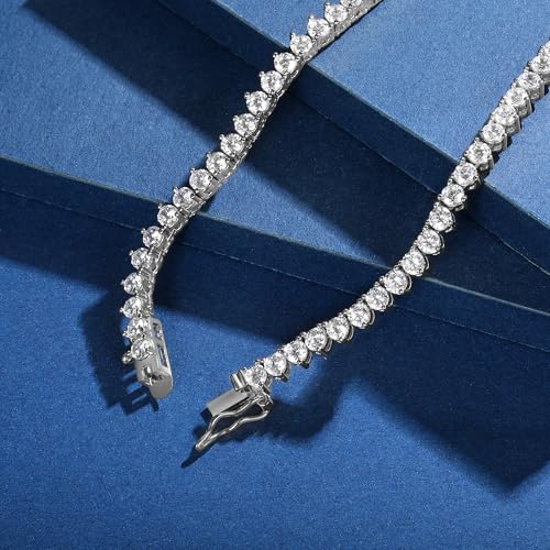 Gemsme 18K White/Yellow Gold Plated Cubic Zirconia Classic Tennis Necklace for Women, White Gold Plated, Brass4