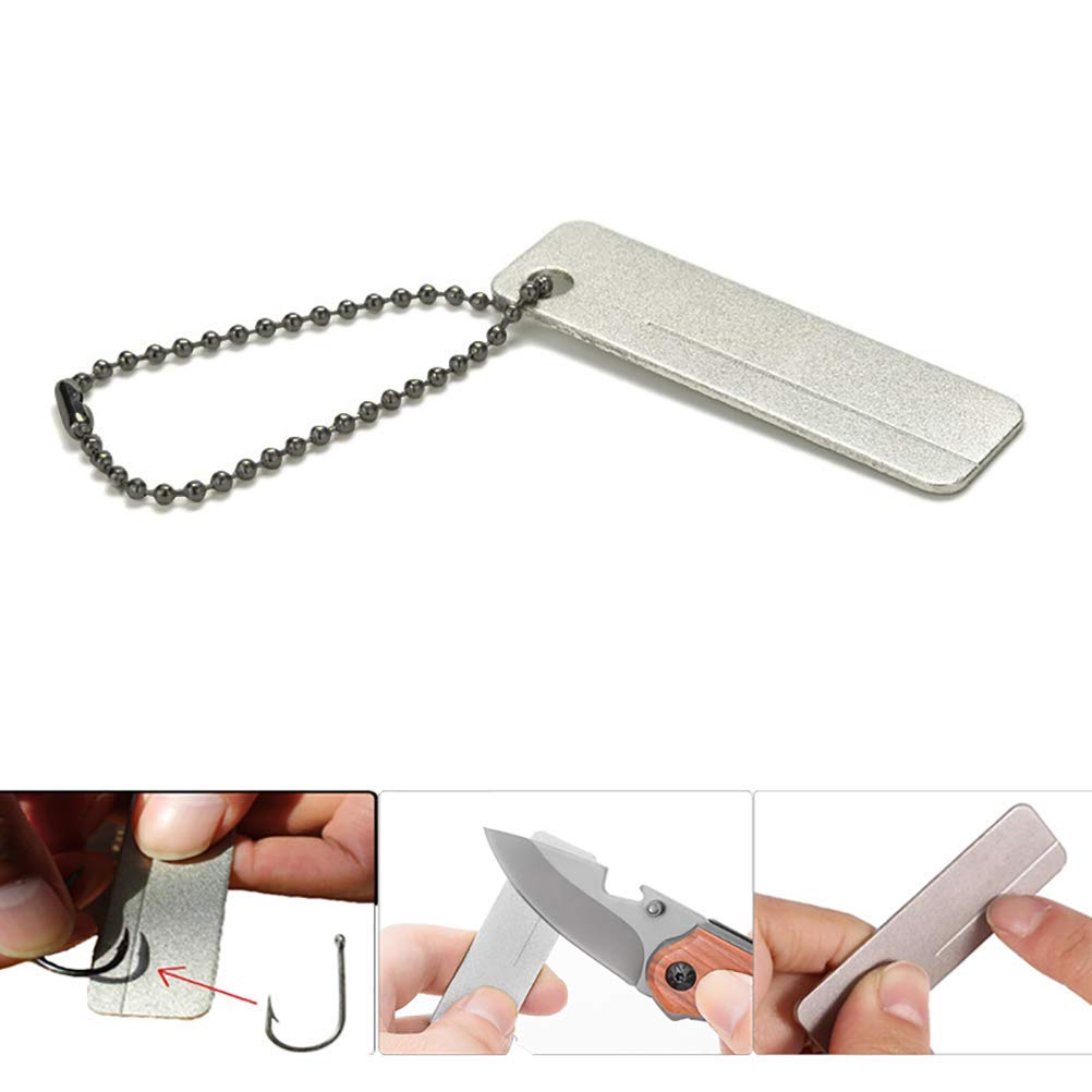 Mini afilador de Cuchillos de Bolsillo de Piedra de afilar de Diamante, afilador multifunción, afilador de anzuelos, Equipo para Acampar, Pesca