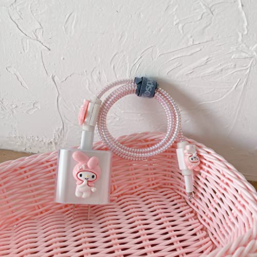 Image of DIY Cable Protector Charger Wire Saver - Data Cable 18W /20W USB-C Charger Line Protector-Compatible with iPhone 14 13 12 11 Pro Max (Pink Cat)