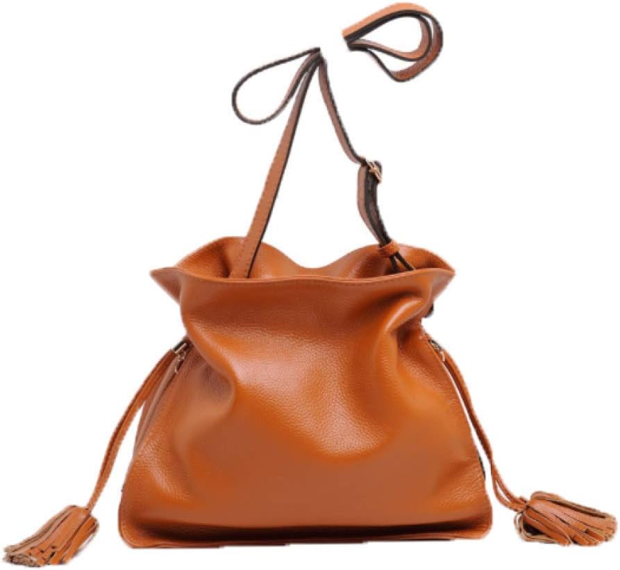 YXPNU Women's Bag Messenger Bag Korean Version Of The Tassel Bucket Bag,Brown-OneSize