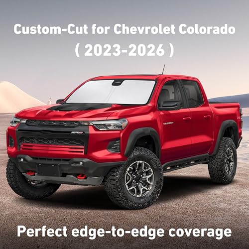 Image of EcoNour Windshield Sunshade Compatible for Chevrolet Colorado 2023-2024 2025 2026, Sun Visor for Front Windshield & Window Sun Shade Cover, UV Heat Blocker & Protector, Car Accessories