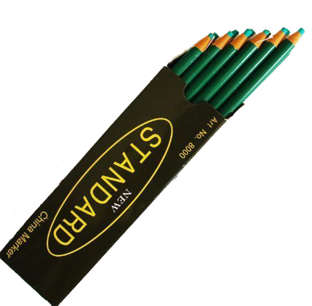 HAND ยฎ 12 Non-Sharpening Wax China Marker Pencil, Green Colour 17cm