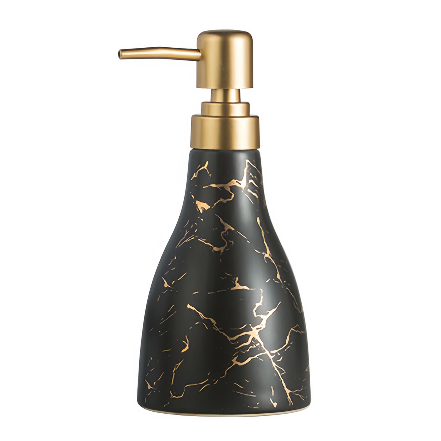 Dowbom Black Ceramic Foaming Soap Dispenser, Foam Soap Dispenser With Pump, Hand Foaming Dispenser, For Barthroom Kitchen (,Marble Pattern)