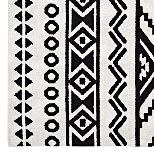 Modway Haku Geometric Moroccan Tribal 8X10 Area Rug With Contemporary Design In Black And White #TOP4