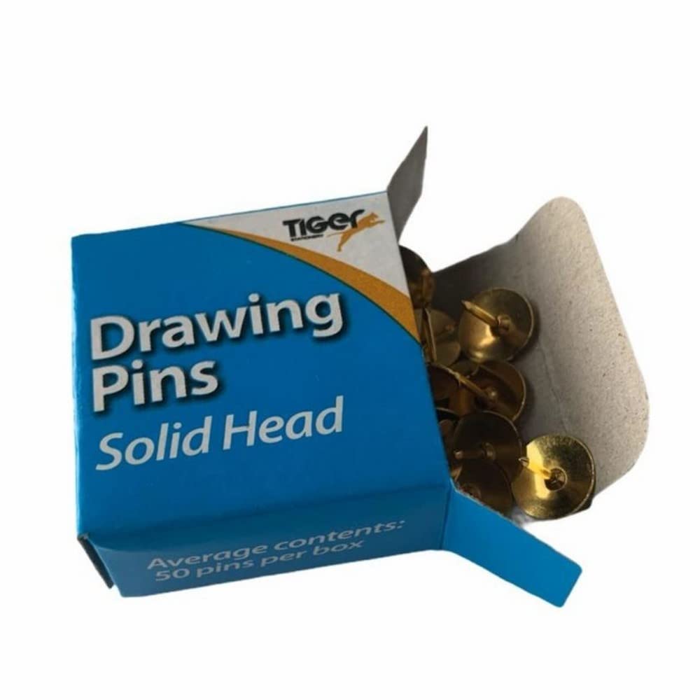 Tiger Stationery Brass Drawing Pins - 50pk