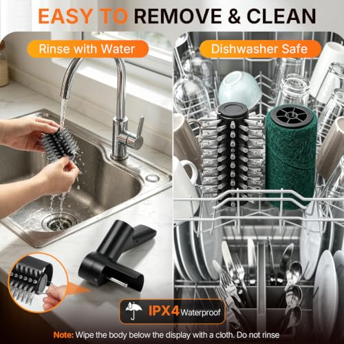 Cook Time Electric Grill Brush for Outdoor, Portable BBQ Grill Cleaner | LED Light, 2 Replaceable Head, 3-Speed,LED Display, Gill Cleaning Brush Grill Accessories for Charcoal Grill, Gifts for Men - image 6