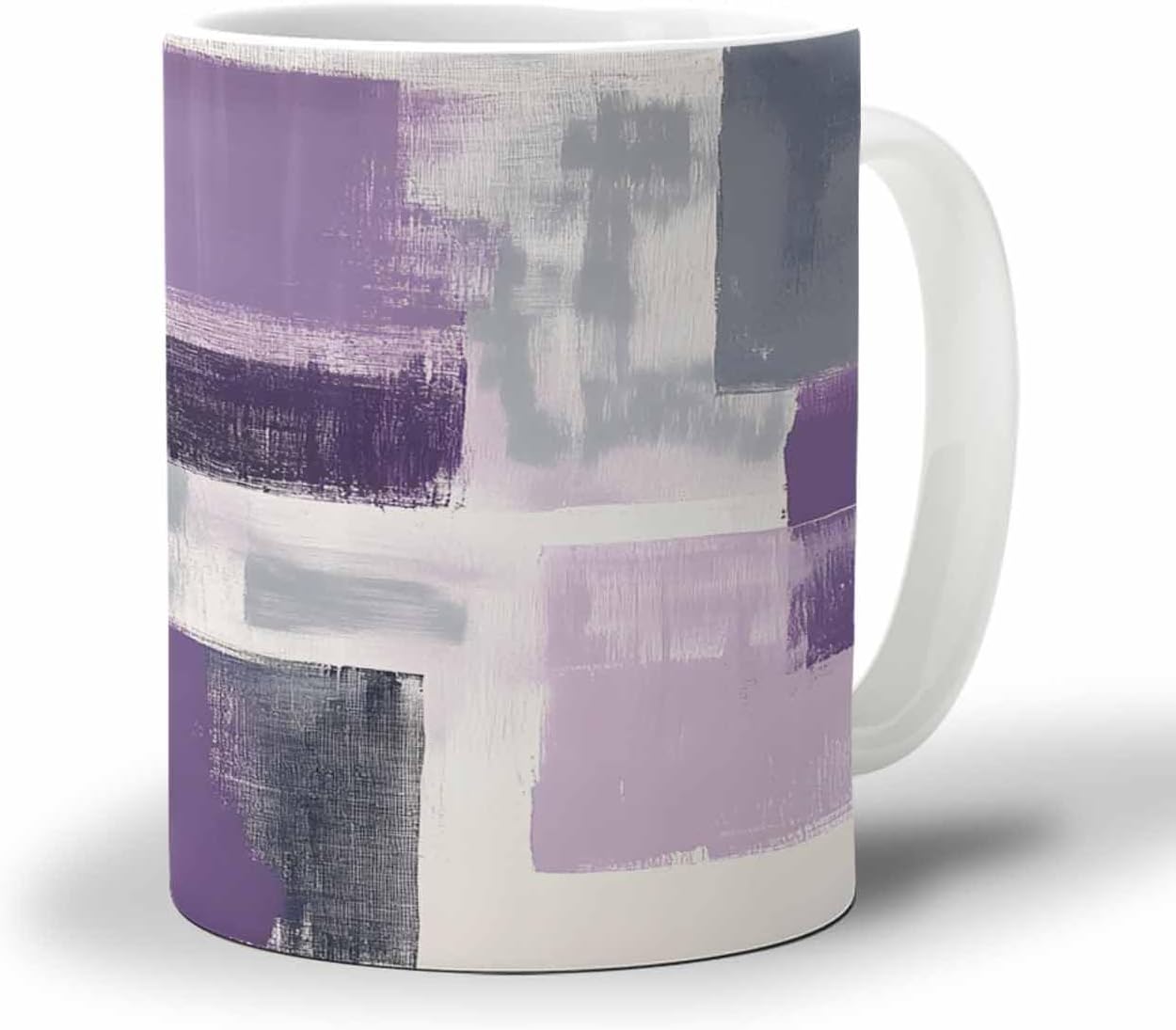 BEMIGO Ceramic Coffee Mug Modern Graffiti Ceramic Mug White Cup, Purple Gray White Insulated Coffee Cup with Handle with Pattern Perfect for Tea and Hot Beverages, 12oz