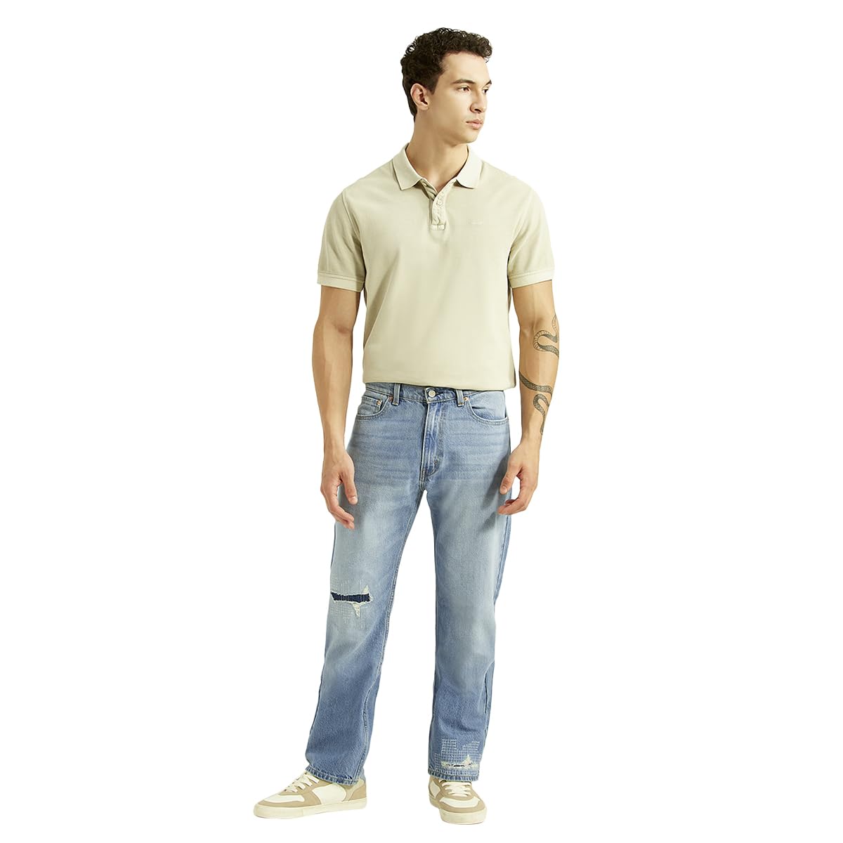 Levi’s Men’s 555 Light-Blue Loose Fit Mid Rise Jeans