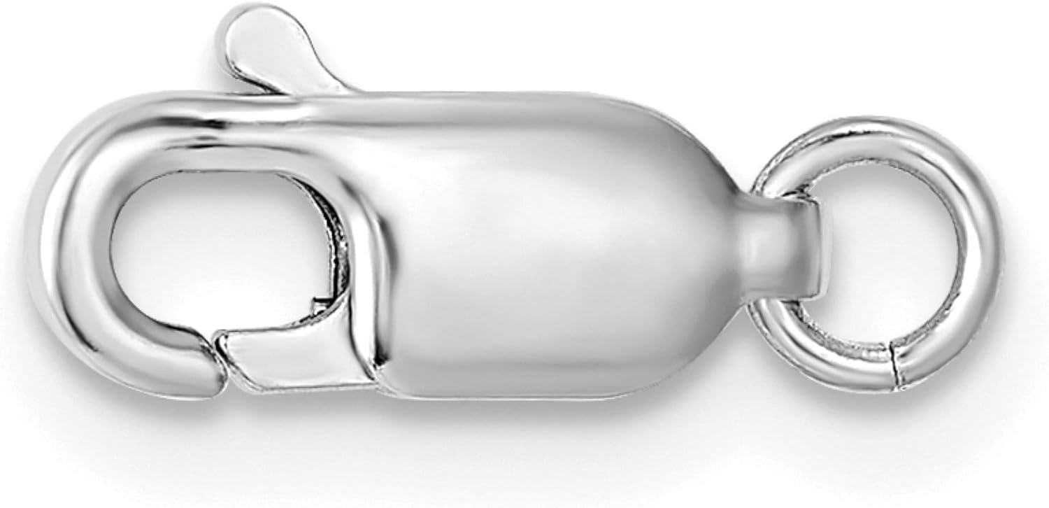 10K Gold, White Gold, Clasp - Italian 10K White Gold Lobster Claw #0 Clasp with Ring (2.7x7.0mm) - Rhodium Plated - Jewelry by Sweet Pea, Made in Italy