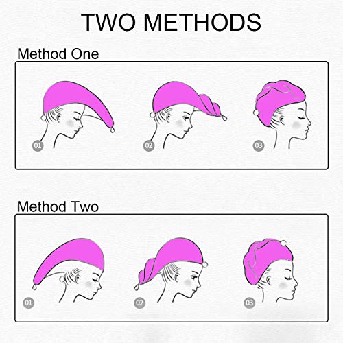 URAQT Haarturban, 3 Stück Turban Handtuch mit Knopf, Mikrofaser Handtuch Haare, Haarhandtuch für Lange Haar, Schnelltrocknend Kopfhandtuch Pink/Grau/Lila