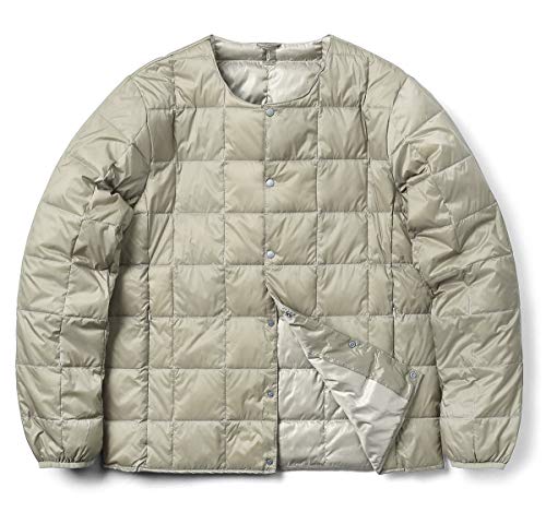 [タイオン] クルーネックボタン インナーダウンジャケット TAION-104 メンズ カーキ M