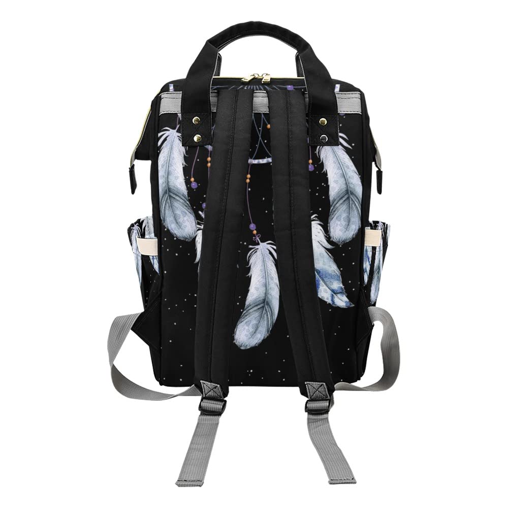 Fantasy Dreamcatcher Black Blue Diaper Bags Backpack with Name Personalized Baby Bag Nursing Nappy Bag Gifts