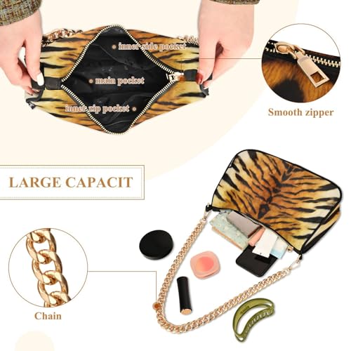 Bolso de hombro con estampado de piel de tigre para mujer miniatura 6