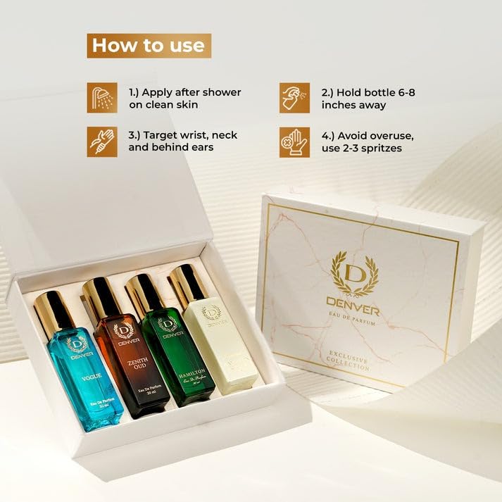 Image of Denver Luxury Unisex Gift Set Perfume 20 ML Each, Pack of 1 | Long Lasting Perfume Luxury Gift Ser For Men & Women