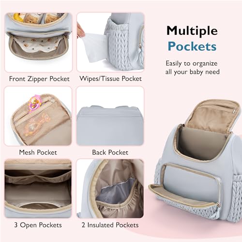 Image of mommore Diaper Bag Small Diaper Backpack Stylish Toddler Baby Mini Maternity Bags Travel Backpacks with Insulated Pockets, Changing Pad, Stroller Straps
