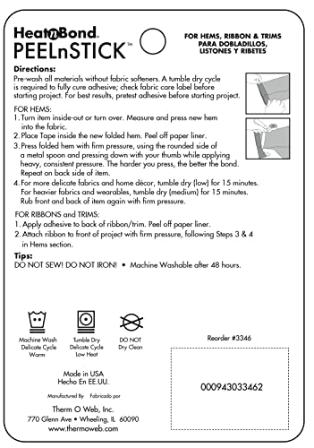 Heatnbond Peelnstick 3346 Fabric Fuse Adhesive 5/8" X 20 Ft Roll #TOP1