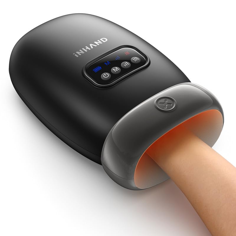 inhand Hand Massager with Heat and Compression Acupressure Beads for Pain Relief and Carpal Tunnel Cordless Hand held