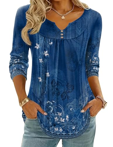 Zeagoo Womens Tops Long Sleeve Shirts 2025 V Neck Fall Blouses Dressy Casual Fashion Summer Work Tunic2