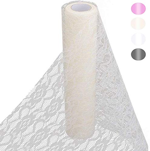 HOMYHOME 30 cm x 22 M Rouleau de Dentelle Idéal pour Chemin de Table, décoration de Mariage de Style Vintage Beige