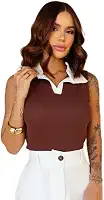 Blusa Polo Feminina Regata, Ribana Canelada, Design Bicolor Preto e Branco, Gola Clássica, Casual