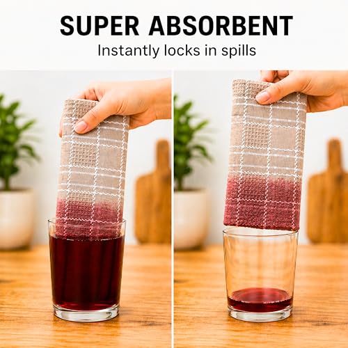 Image of Cooker&Mixer Cotton Kitchen Towels, Dish Cleaning Cloth, Cotton Napkins, Scrubbing Wash Cloths, Bulk, Sets, Mix Color, 47 x 47 cm, Set of 9, Premium Comb Structure, Super Absorbent, Quick-Drying