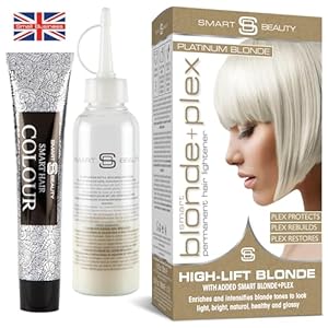 Smart Beauty Platinum Blonde Hair Dye Permanent, with Plex Anti-Breakage Technology that Protects Rebuilds Restores Hair Structure, Permanent Hair Colour, Bleach Hair Dye, Vegan, Cruelty Free