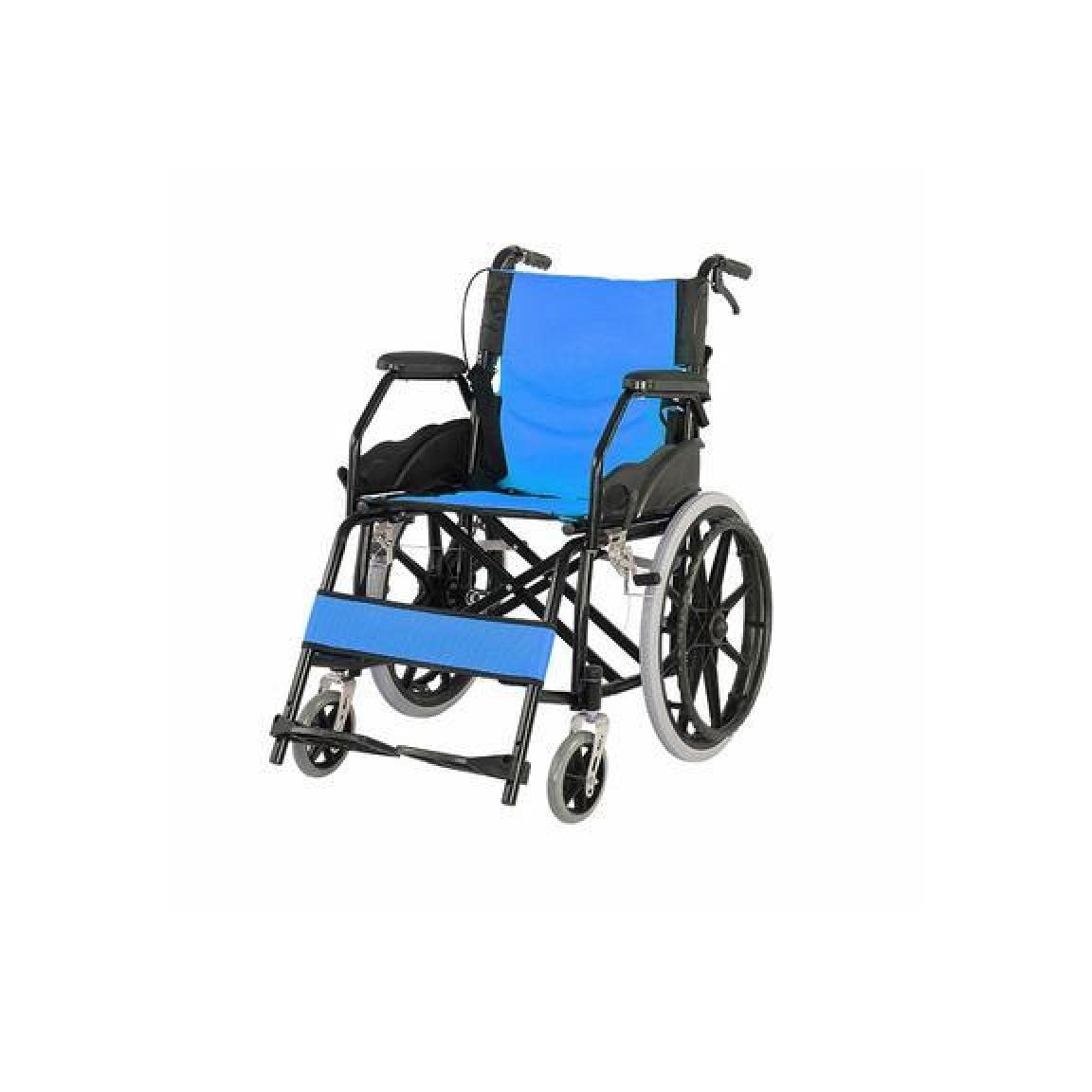 SXSLTSA Folding Transport Household Mobile Portable Wheelchair with Armrests and Leg Strap Mobility Aid for Physically Impaired Handicapped and Elderly Users (A)