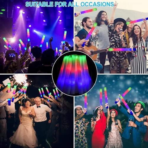 AUOHTOWRT 42pcs Giant Glow Foam Sticks,Light up Batons,Foam Glow Sticks for Wedding,3 Multi-modes Color Flashing Wand for Party Supplies Kids Party,Birthday,Weddings,Gifts for Kids - Image 4