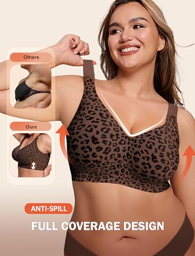 Image of LetsJoli Bras for Women Supportive Wireless Push Up Bra Full Coverage No Underwire Seamless Plus Size for Older Women
