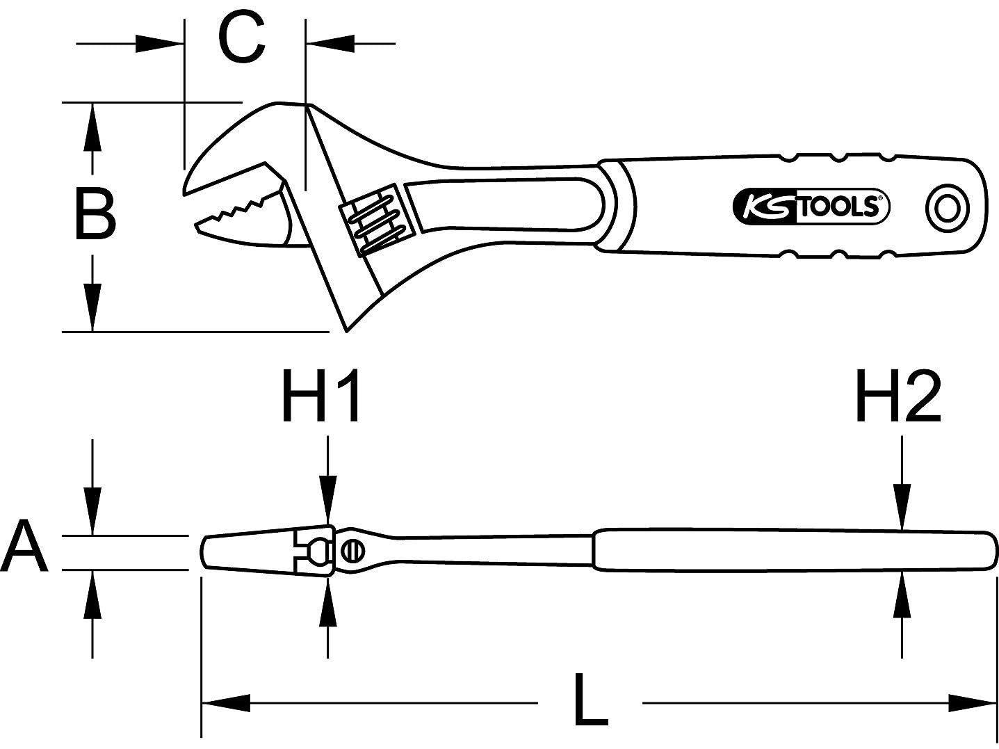 KS TOOLS - 577.0300 - Clé à Molette 34 mm - Clé Anglaise de 12'' - L 300 mm - Outillage Plomberie