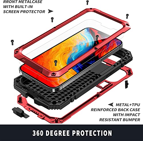 Coque de protection métal iPhone 14 Max rouge finition haute résistance - 6