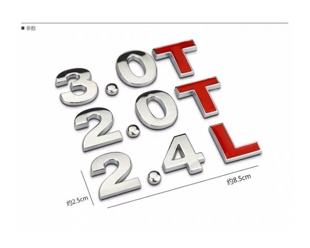 Autocollant 3D Métal Logo Pour Coffre Voiture - Noir - 8.5x2.5 Cm - Compatible 1.4, 2.0, 3.0 T Etc. - 8