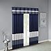 Madison Park Amherst Single Panel Faux Silk Rod Pocket Curtain With Privacy Lining for Living Room, Window Drapes for Bedroom and Dorm, 50x18, Navy