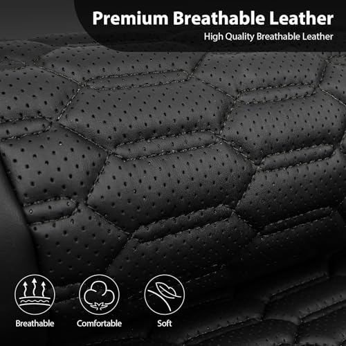 Image of CAR PASS 3D Foam PU Leather Car Seat Covers Front Seats,Black Faux Leather Front Seat Covers for Cars, Universal Fit for SUVs Trucks Vans Sedan Automotive, Armrest Airbag Compatible,Black